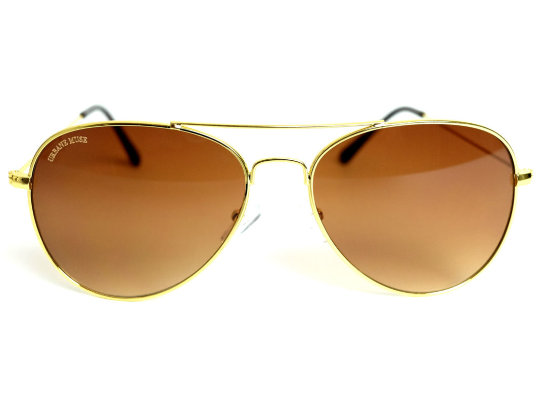 Gold Metal Frame Aviator Sunglasses With Gradient Brown Urbane Muse Chris Smith