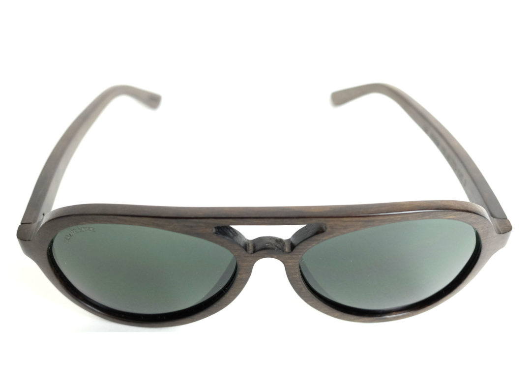 Brown Wood Frame Sunglasses with Green polarized lens - URBANE MUSE ...