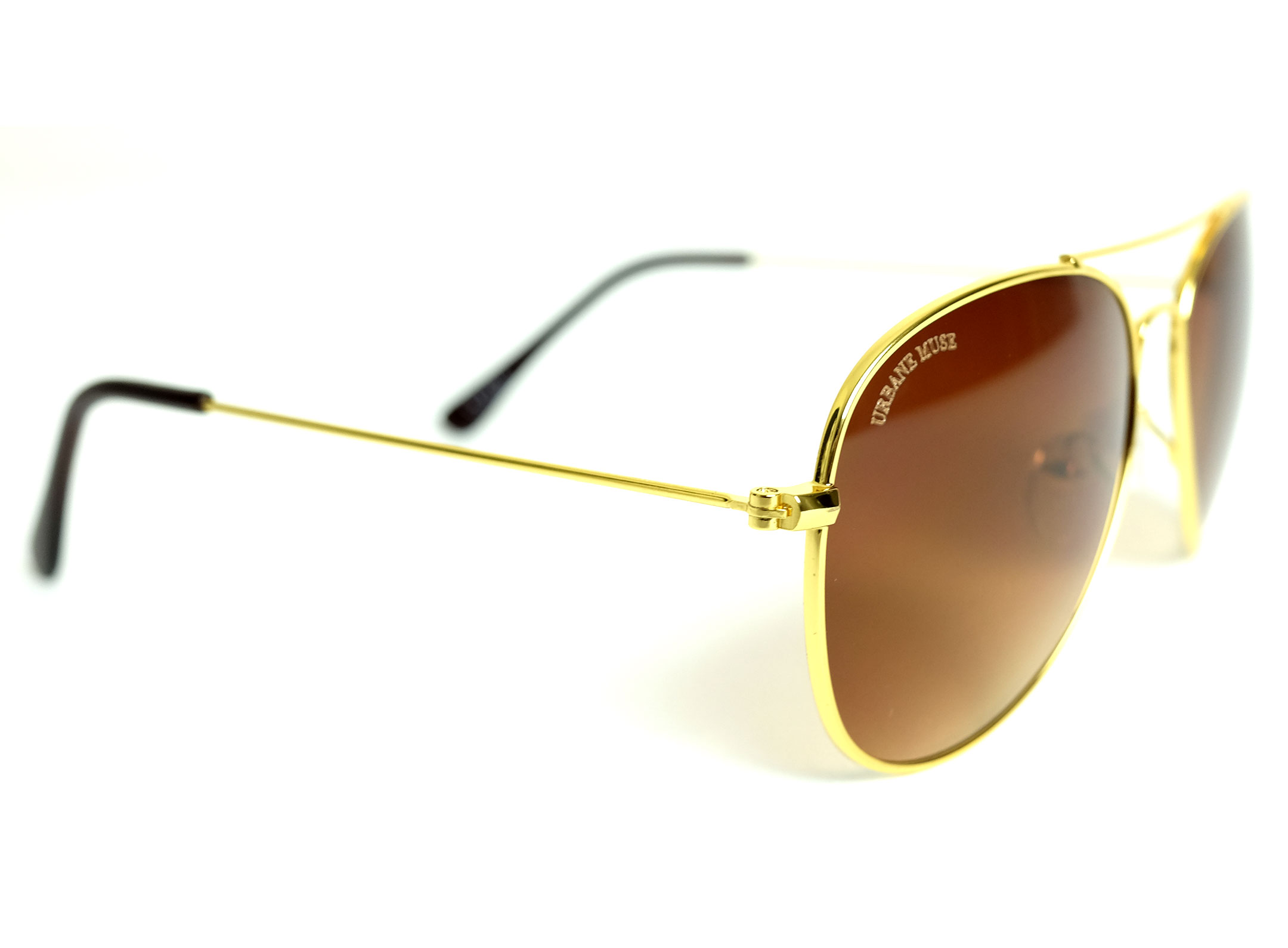 Gold Metal Frame Aviator Sunglasses with Gradient Brown - URBANE MUSE CHRIS  SMITH®