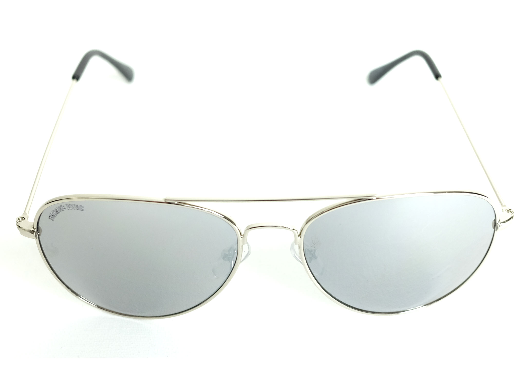 Silver Metal Frame Aviator Sunglasses with Silver Mirror lens