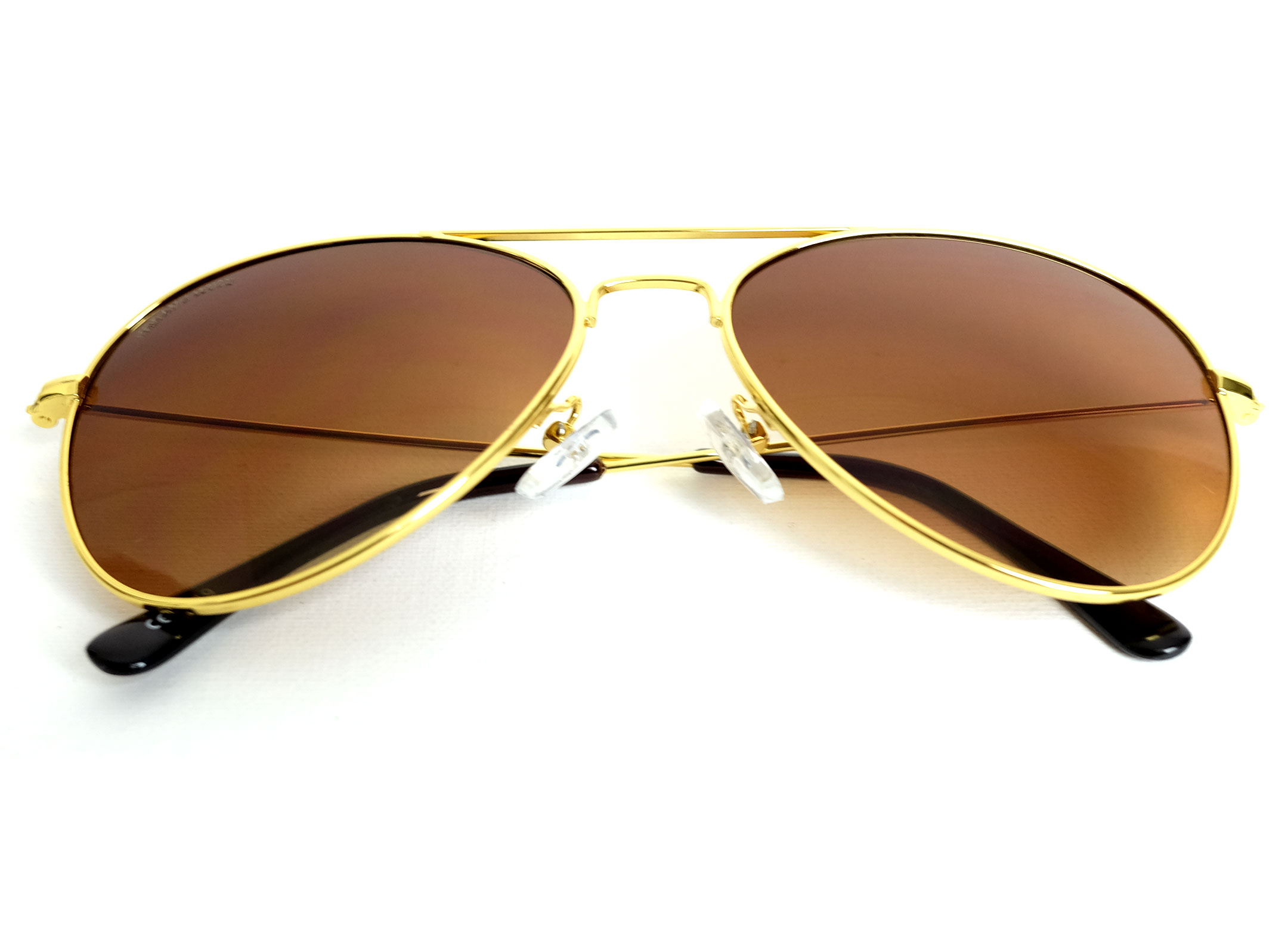 Gold Metal Frame Aviator Sunglasses with Gradient Brown - URBANE MUSE CHRIS  SMITH®