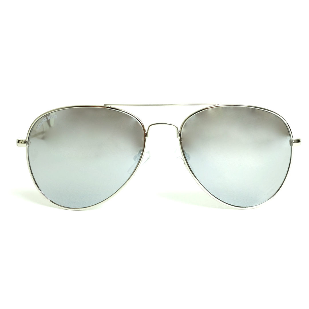 Silver Metal Frame Aviator Sunglasses With Silver Mirror Lens Urbane Muse Chris Smith®