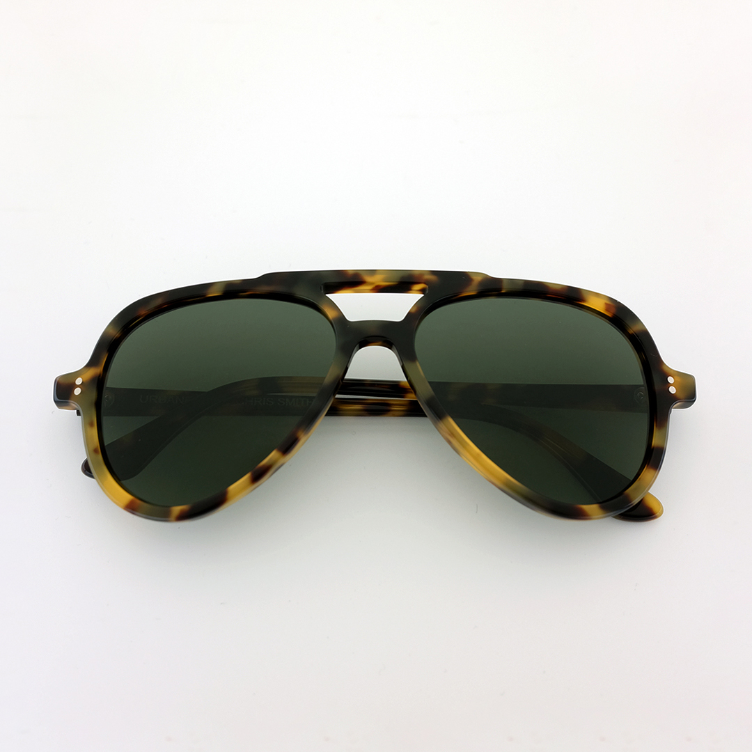 Tortoiseshell Aviator Sunglasses Green Lens - URBANE MUSE CHRIS SMITH®