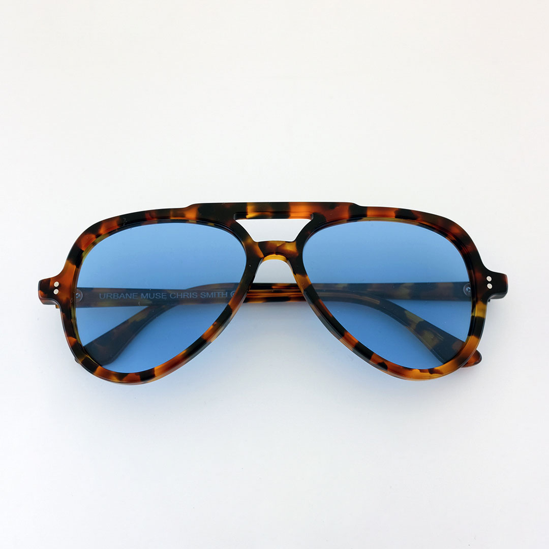 Tortoiseshell Aviator Sunglasses Blue Lens Urbane Muse Chris Smith® 