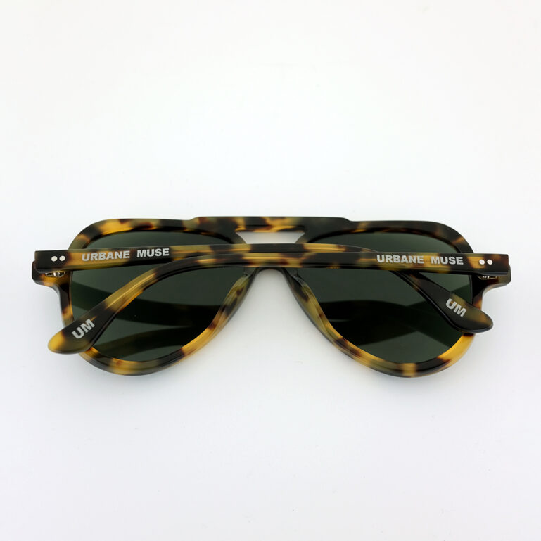 Tortoiseshell Aviator Sunglasses Green Lens Urbane Muse Chris Smith®